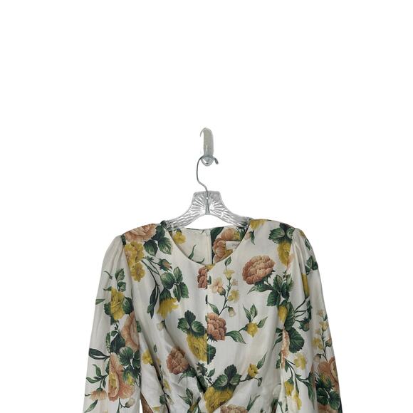 Zimmermann White Silk Ivory Garden Floral Zippy Wrap Bodice Blouse Size 10 - Picture 5 of 15